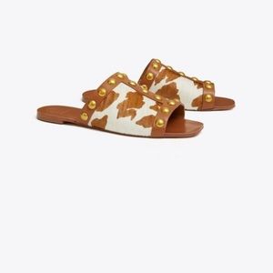 NIB TORY BURCH BLYTHE SLIDE SANDALS CALF HAIR
